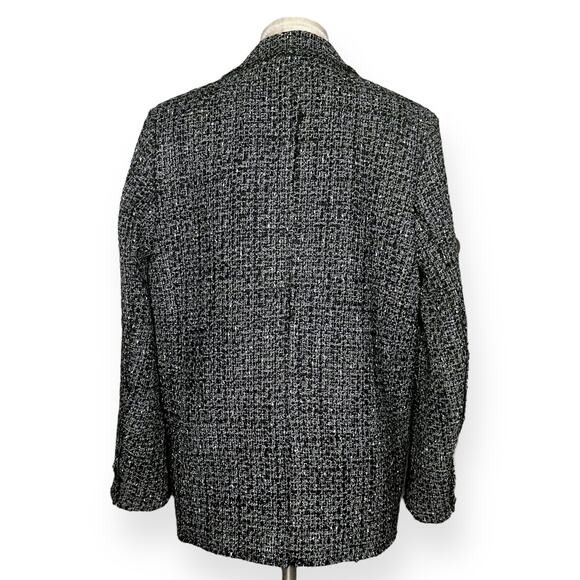 THEORY Wool Double Breasted Jacket Piazza Noelle Tweed Coat Gray Black Creative - Picture 8 of 15